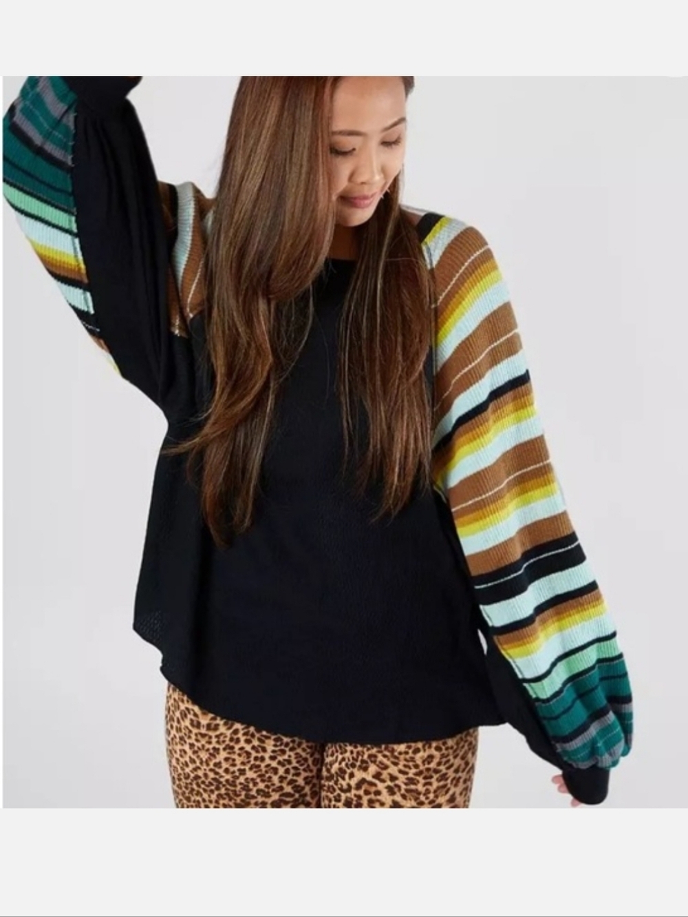 Free People Rainbow Dreams Thermal Top Size Small